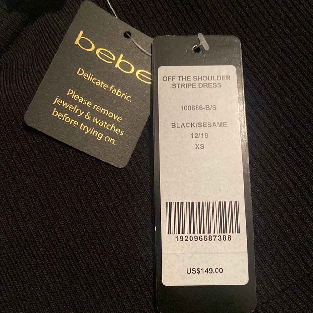 STRIPED OFF SHOULDER DRESS BEBE - Picture 4 of 4